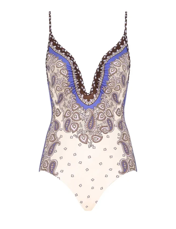 Women One Pieces Zimmermann Maxine Plunge Wire 1pc Purple Paisley