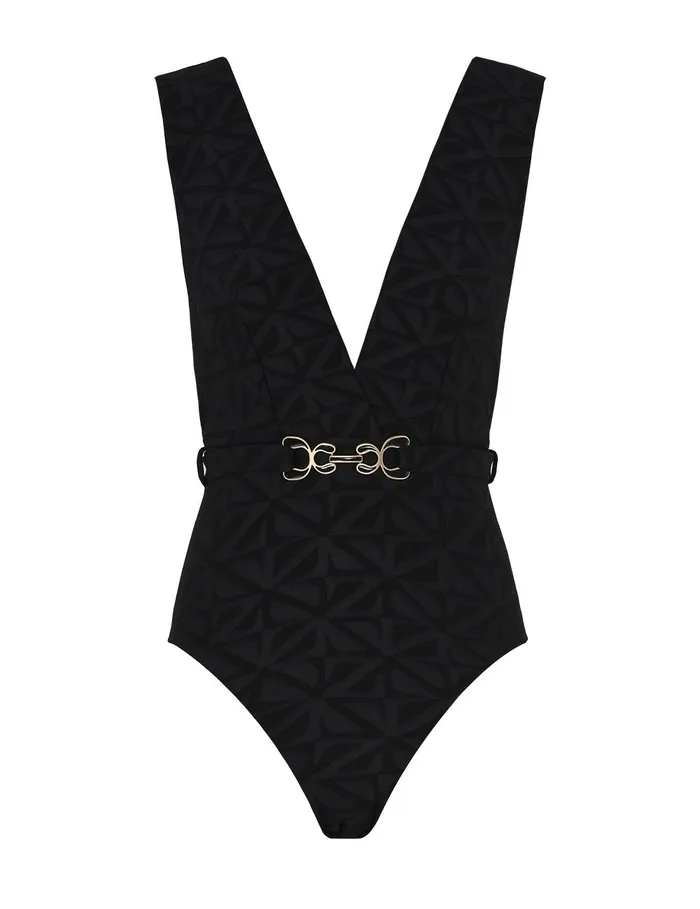 Women One Pieces Zimmermann Maxine Textured Plunge 1pc Black