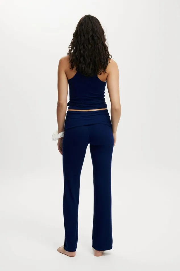 Women Pajamas Cotton On Sleep Recovery Roll Waist Pant Voyage Blue Women Pajamas Cotton On Sleep Recovery Roll Waist Pant Voyage Blue