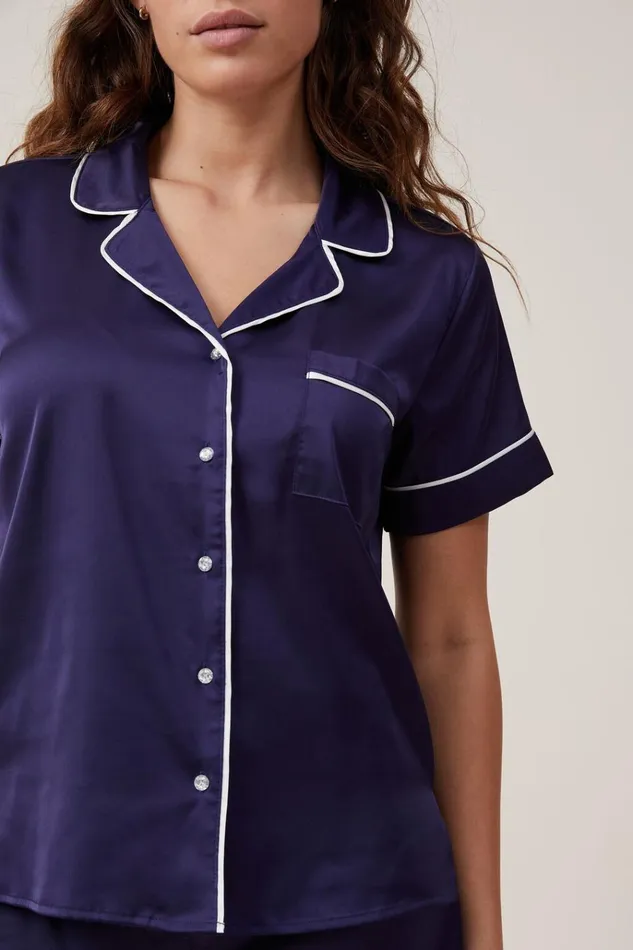 Women Pajamas Cotton On Staycay Satin Sleep Set Navy Visiondiamante Button Women Pajamas Cotton On Staycay Satin Sleep Set Navy Visiondiamante Button