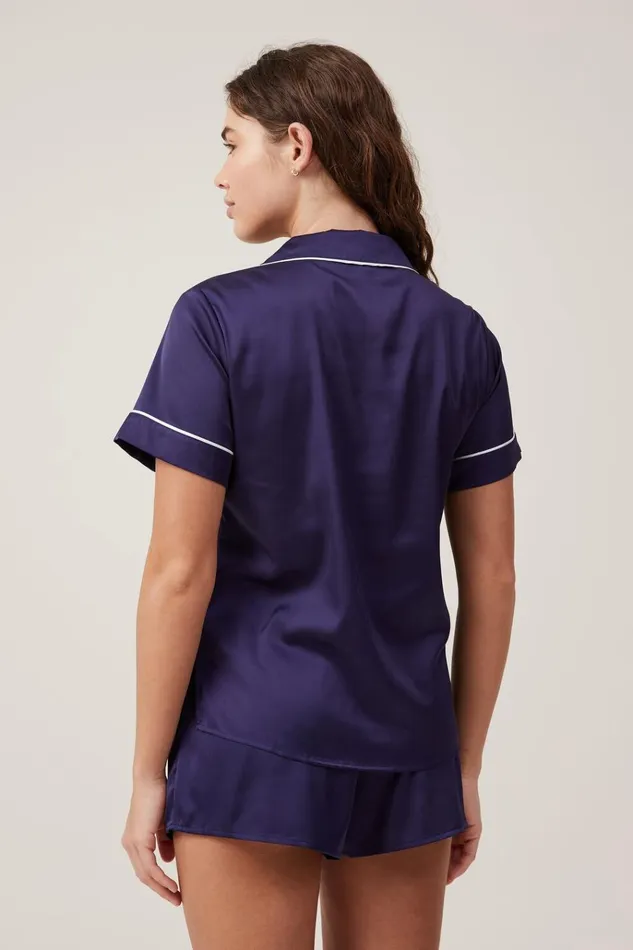 Women Pajamas Cotton On Staycay Satin Sleep Set Navy Visiondiamante Button Women Pajamas Cotton On Staycay Satin Sleep Set Navy Visiondiamante Button