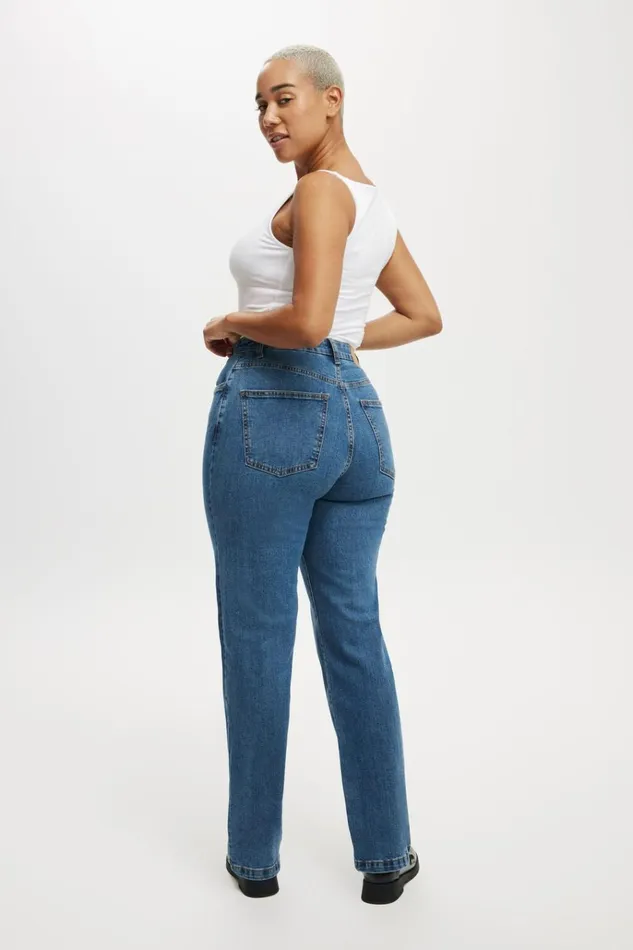 Women Pants Cotton On Curvy Stretch Straight Jean Sea Blue Women Pants Cotton On Curvy Stretch Straight Jean Sea Blue