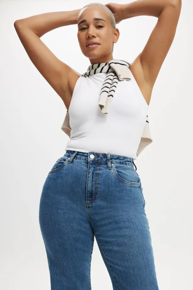 Women Pants Cotton On Curvy Stretch Straight Jean Sea Blue Women Pants Cotton On Curvy Stretch Straight Jean Sea Blue