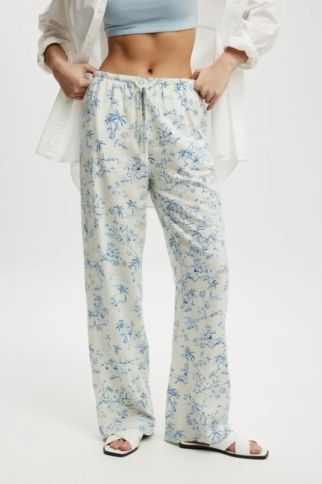 Women Pants Cotton On Haven Wide Leg Pant Tropical Toileblue