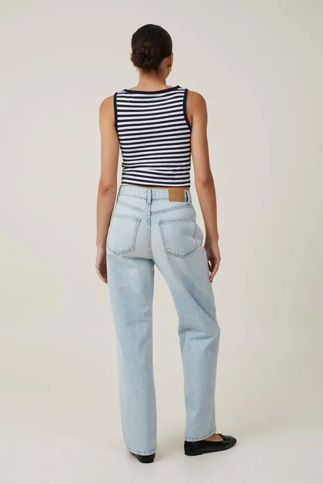 Women Pants Cotton On Loose Straight Jean Pearl Blue Women Pants Cotton On Loose Straight Jean Pearl Blue