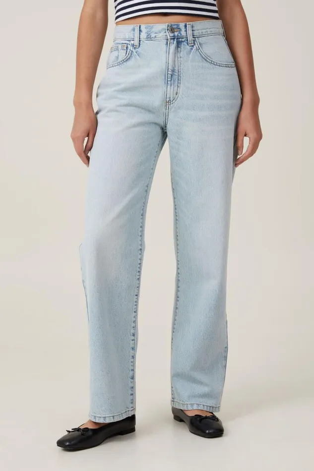 Women Pants Cotton On Loose Straight Jean Pearl Blue Women Pants Cotton On Loose Straight Jean Pearl Blue