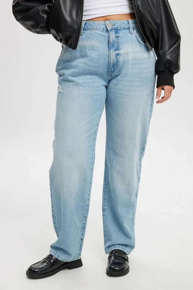 Women Pants Cotton On Original Straight Jean Air Blue Worn Women Pants Cotton On Original Straight Jean Air Blue Worn