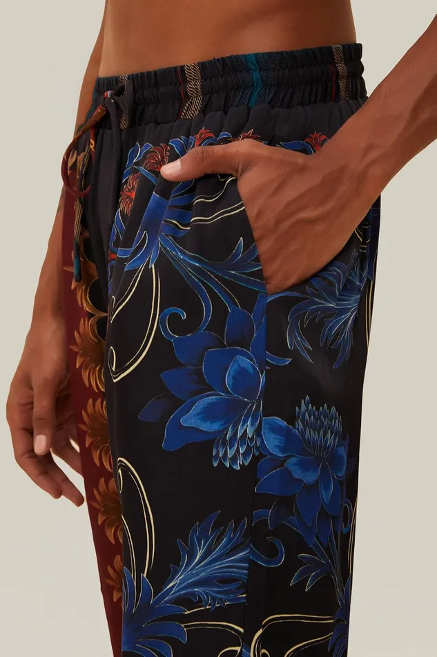 Women Pants Farm Rio Black Mixed Arabesque Scarves Pants