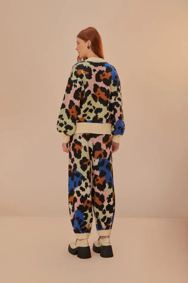 Women Pants Farm Rio Colorful Leopards Knit Pants