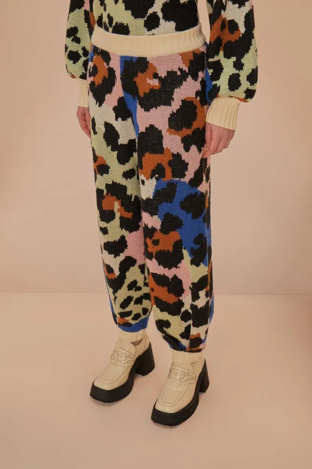 Women Pants Farm Rio Colorful Leopards Knit Pants