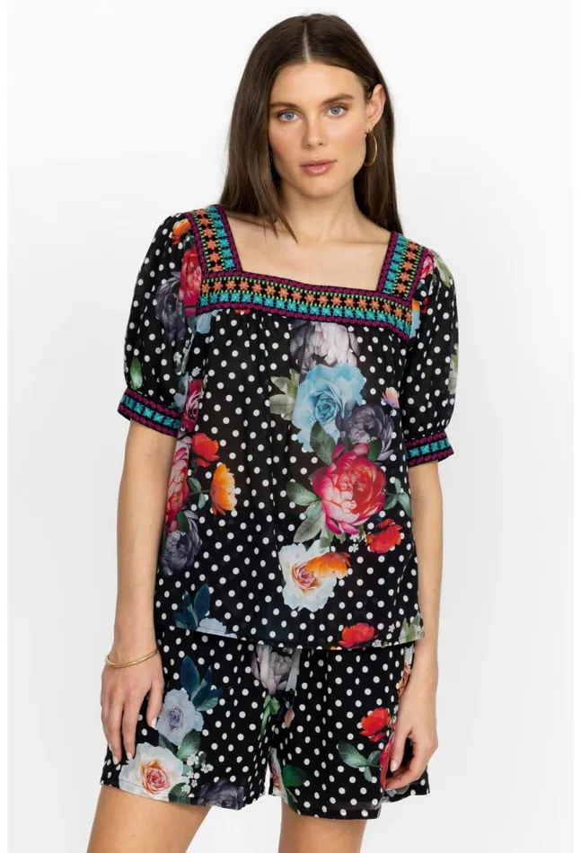 Women Polkalona Square Neck Park Blouse Polkalona Johnny Was Tops