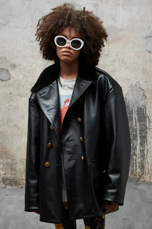 Women R13 Leather Policeman Coat Jackets and Coats