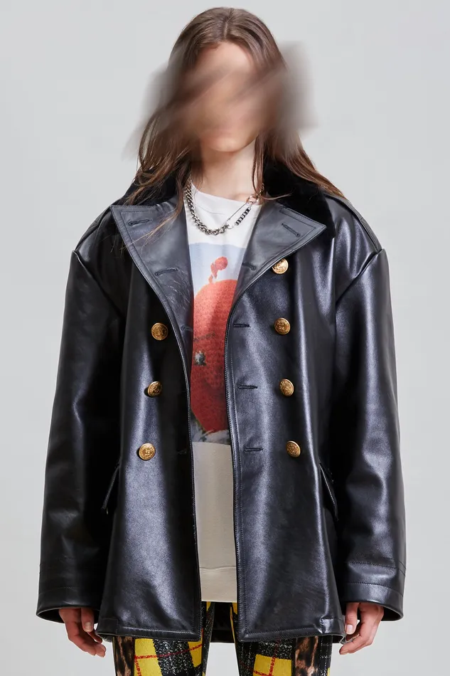 Women R13 Leather Policeman Coat Jackets and Coats
