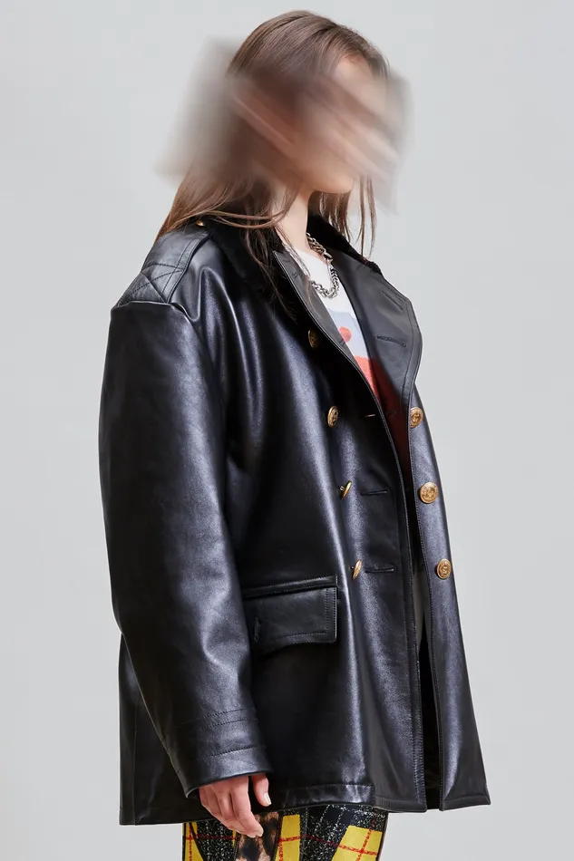 Women R13 Leather Policeman Coat Jackets and Coats