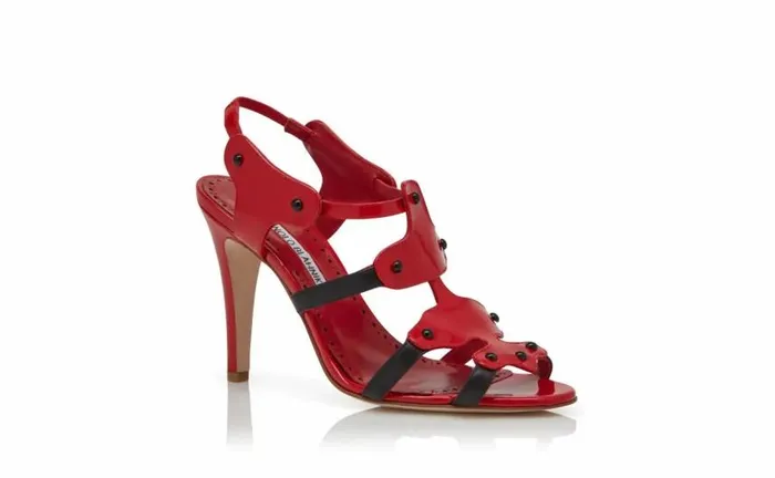 Women Red Patent Leather Strappy Sandals Manolo Blahnik Sandals