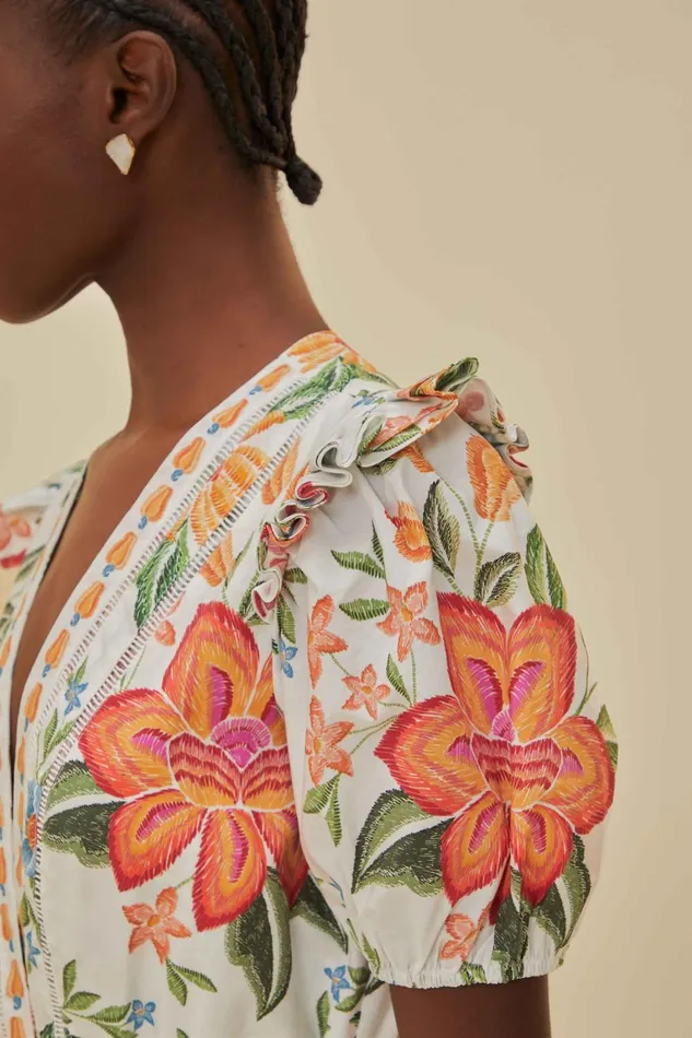 Women Rompers Farm Rio OffWhite Bloom Garden Lenzing Ecovero Euroflax Romper
