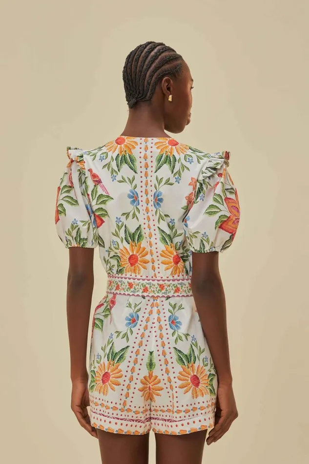 Women Rompers Farm Rio OffWhite Bloom Garden Lenzing Ecovero Euroflax Romper