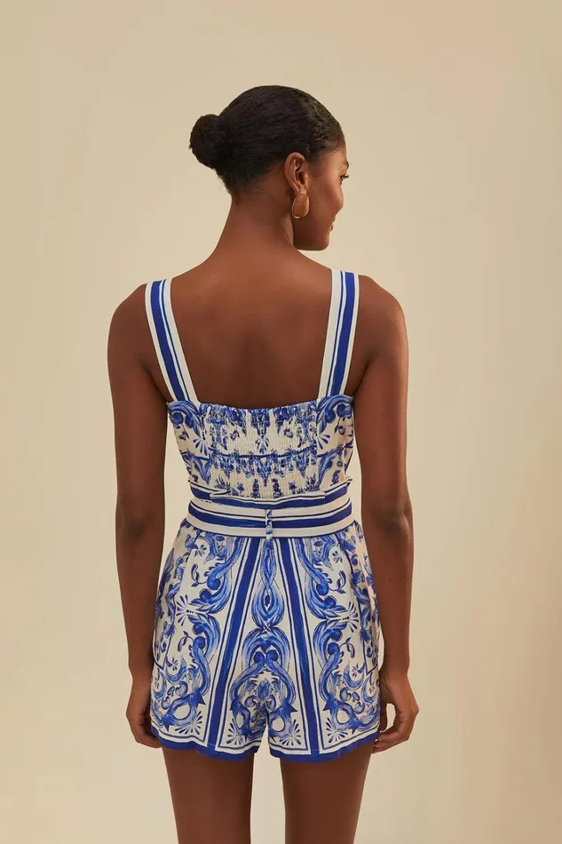 Women Rompers Farm Rio OffWhite Garden Tiles Romper