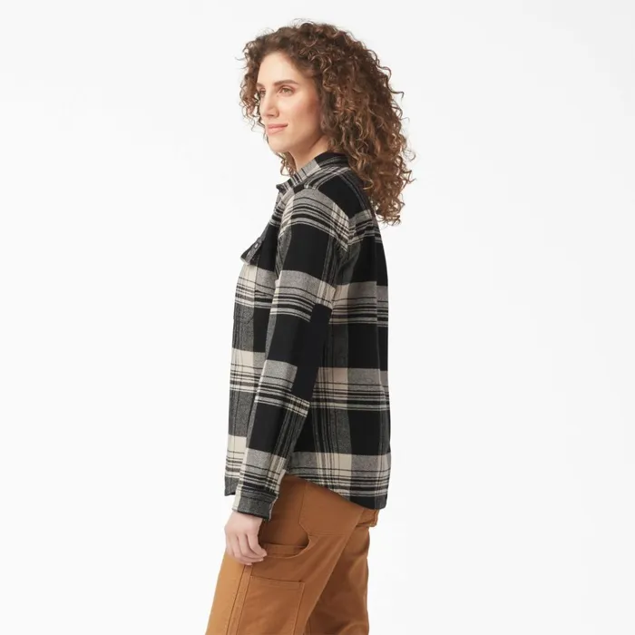 Womens DuraTech Renegade Flannel Shirt OatmealBlack Plaid Oatmealblack Plaid b2a Women Dickies Button Up Womens DuraTech Renegade Flannel Shirt OatmealBlack Plaid Oatmealblack Plaid b2a Women Dickies Button Up