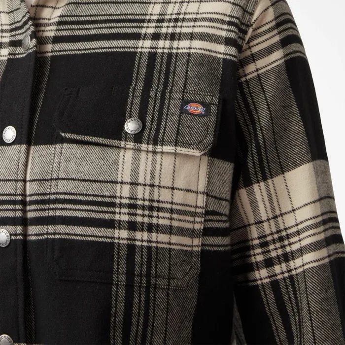 Womens DuraTech Renegade Flannel Shirt OatmealBlack Plaid Oatmealblack Plaid b2a Women Dickies Button Up Womens DuraTech Renegade Flannel Shirt OatmealBlack Plaid Oatmealblack Plaid b2a Women Dickies Button Up