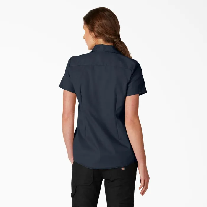 Womens FLEX Short Sleeve Work Shirt Dark Navy Dark Navy dn Women Dickies Button Up Womens FLEX Short Sleeve Work Shirt Dark Navy Dark Navy dn Women Dickies Button Up