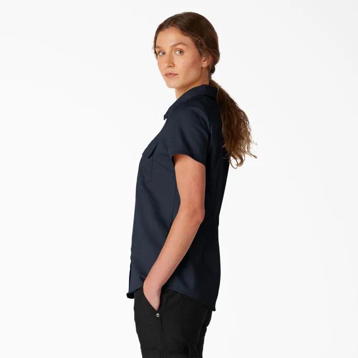 Womens FLEX Short Sleeve Work Shirt Dark Navy Dark Navy dn Women Dickies Button Up Womens FLEX Short Sleeve Work Shirt Dark Navy Dark Navy dn Women Dickies Button Up
