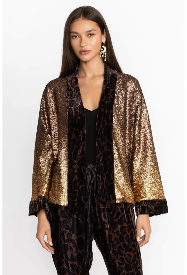 Women Sequin Gold Plaza Kimono Gold Johnny Was Kimonos