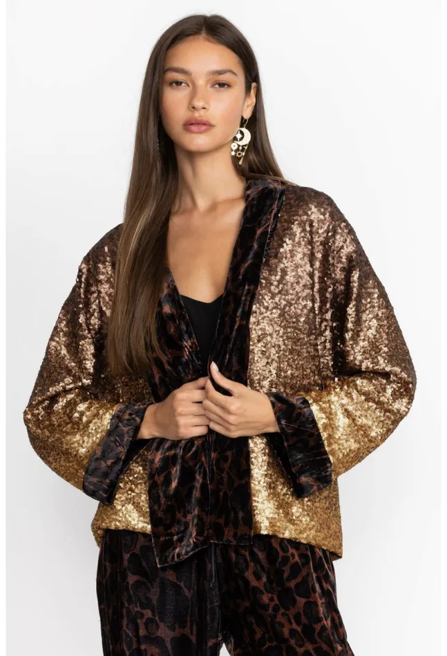 Women Sequin Gold Plaza Kimono Gold Johnny Was Kimonos