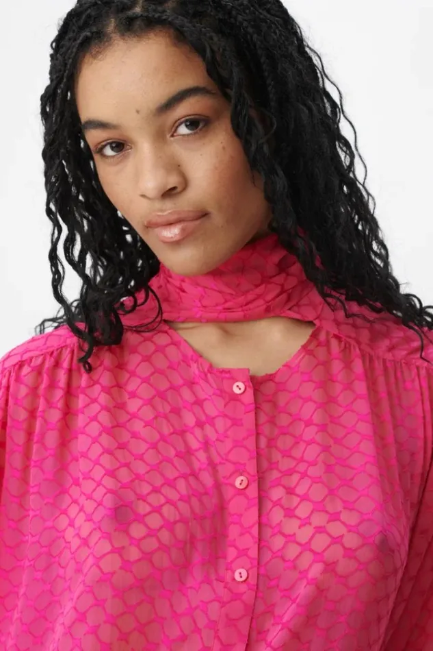 Women Shirts and Blouses Lala Berlin Blouse Berina Viscose Mix Polka Dot Dragonfruit Women Shirts and Blouses Lala Berlin Blouse Berina Viscose Mix Polka Dot Dragonfruit