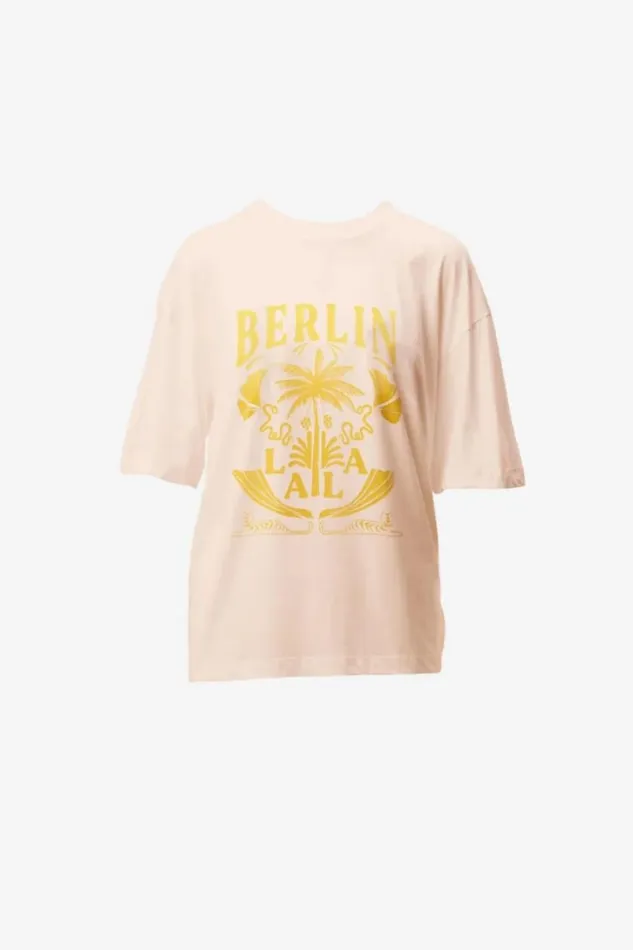 Women Shirts and Blouses Lala Berlin TShirt Celia Cotton Lala Palm Pink