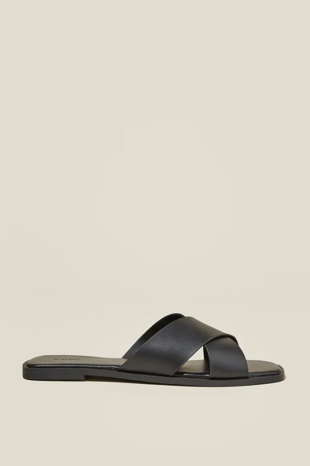 Women Shoes and Slippers Cotton On Cloverly Crossover Slide Black Smooth
