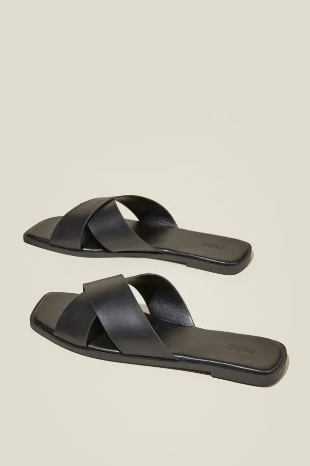 Women Shoes and Slippers Cotton On Cloverly Crossover Slide Black Smooth Women Shoes and Slippers Cotton On Cloverly Crossover Slide Black Smooth
