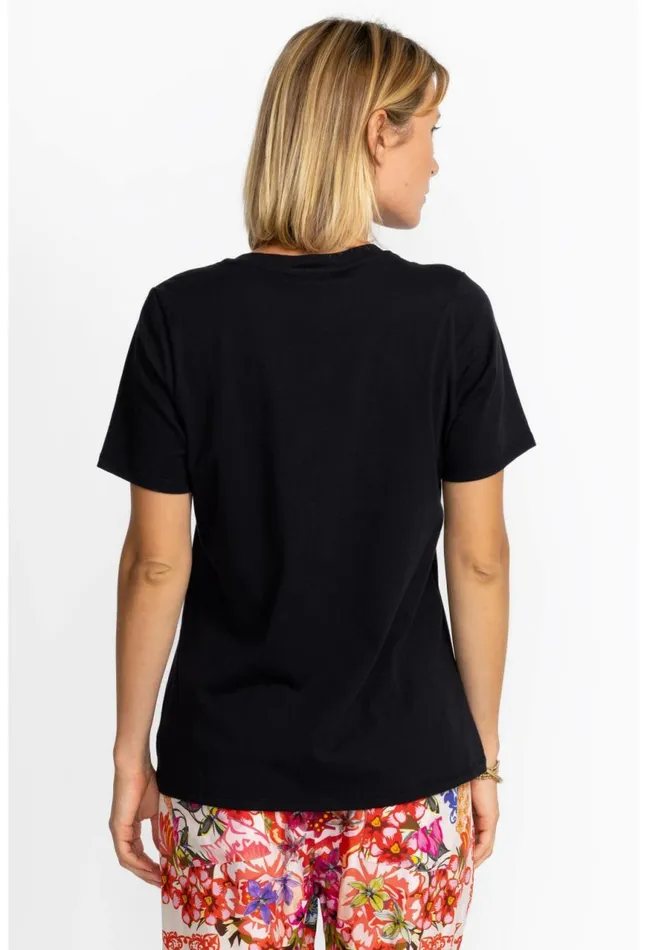Women Short Sleeve VNeck Layering Tee Black Johnny Was Tops