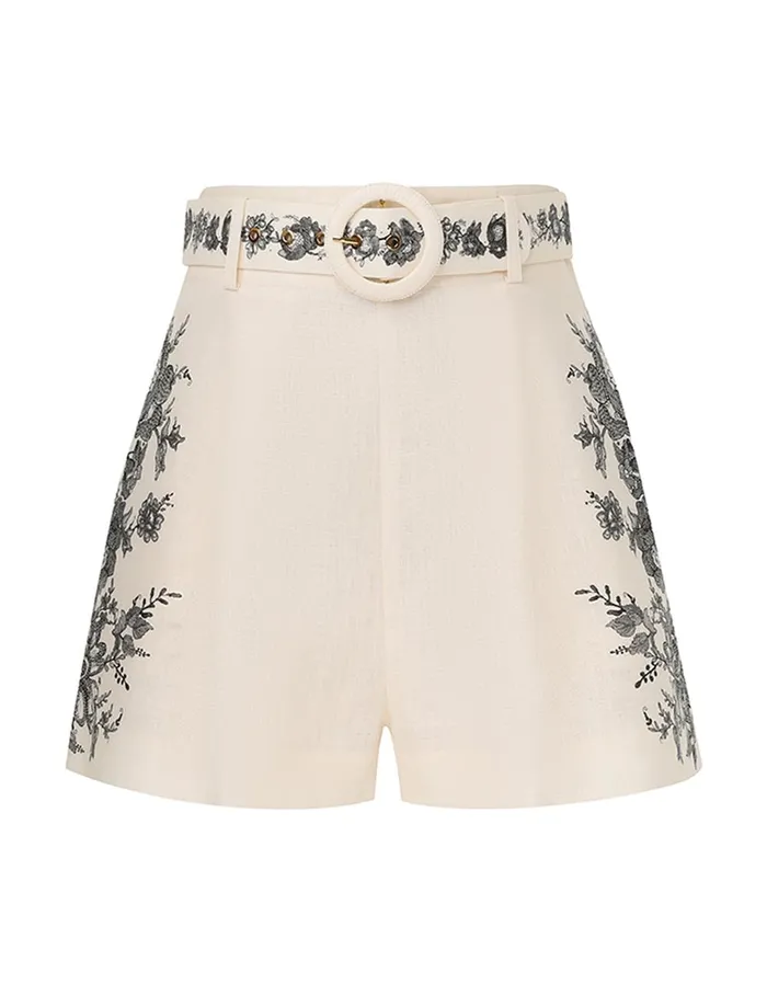 Women Shorts and Pants Zimmermann Flat Front Short Cream Floral