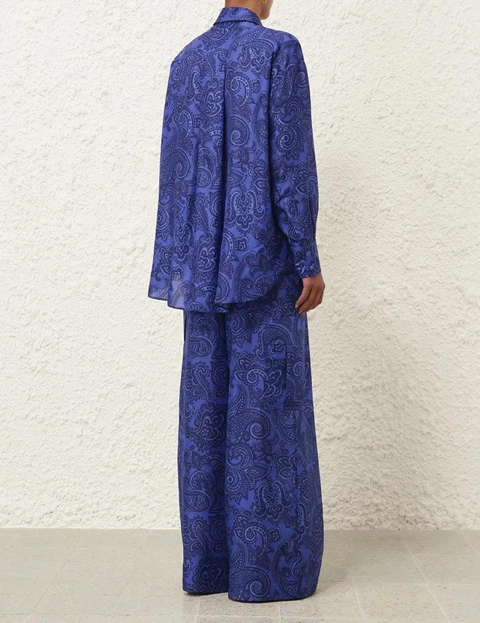 Women Shorts and Pants Zimmermann Ottie Relaxed Pant Blue Paisley