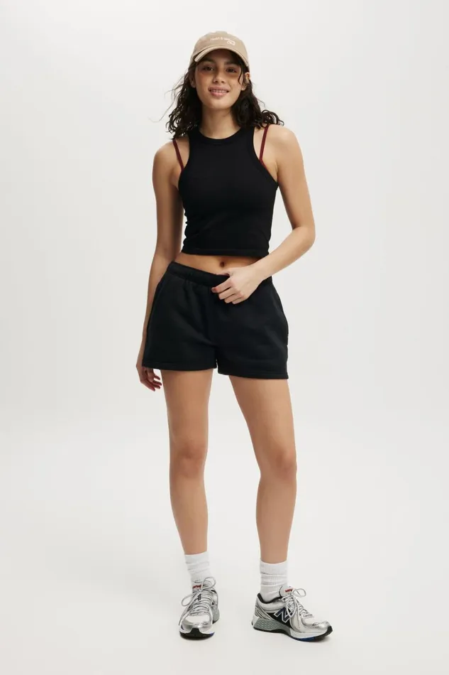 Women Shorts and Skirts Cotton On Plush Essential Gym Short Black
