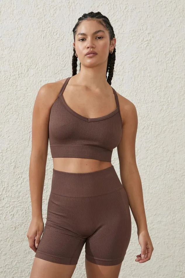 Women Shorts Cotton On Seamless Rib Bike Short Deep Taupe