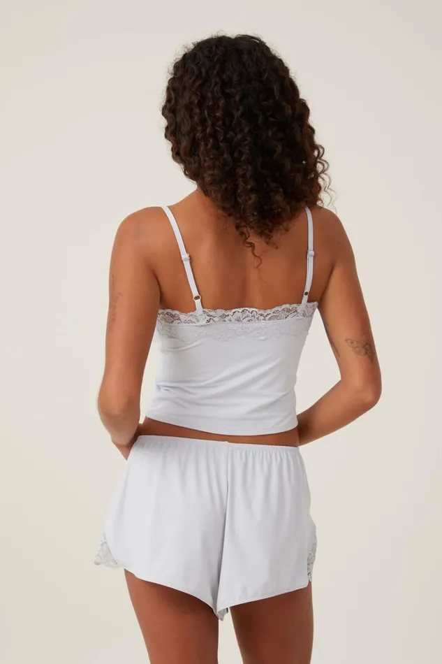 Women Shorts Cotton On Soft Lounge Lace Trim Short Grey