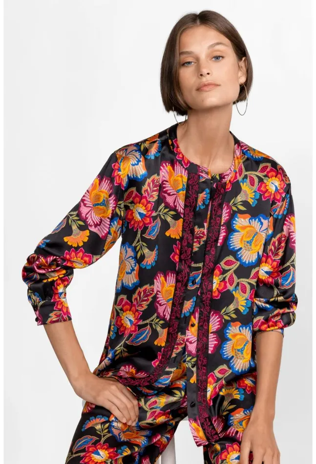 Women Sidonia Mandarin Button Down Shirt Sidonia Johnny Was Tops