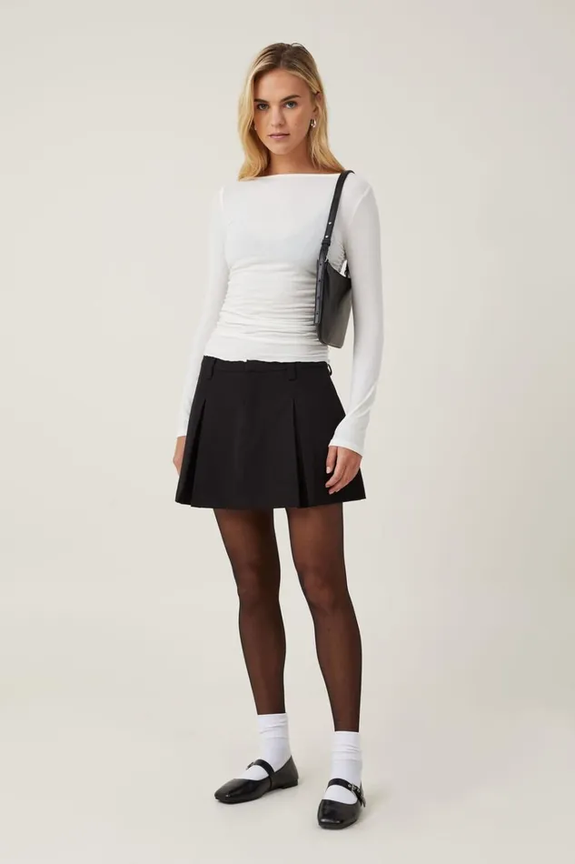 Women Skirts Cotton On Luis Pleated Suiting Skirt Black