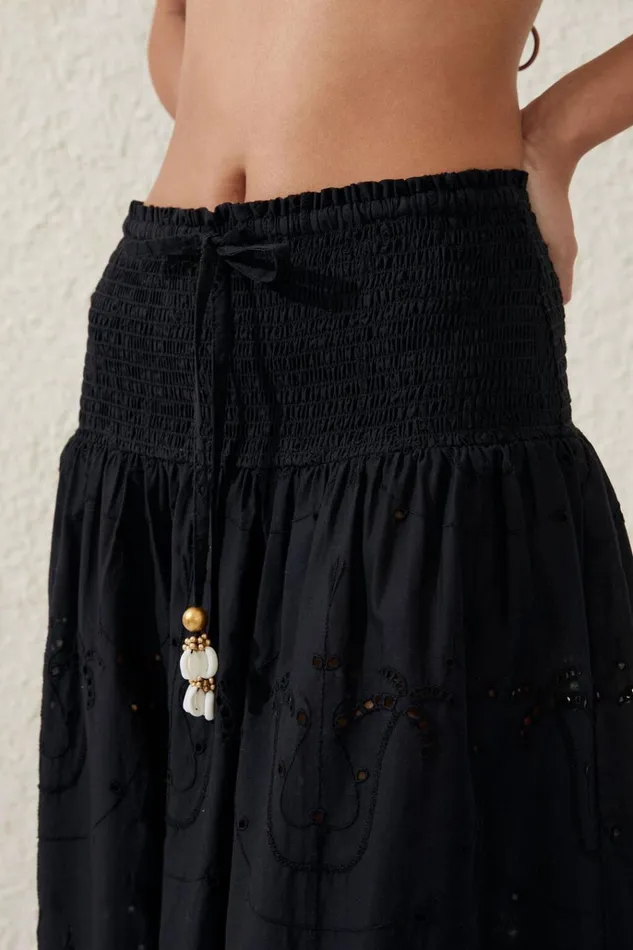 Women Skirts Cotton On The Vacation Maxi Skirt Black Palm Tree
