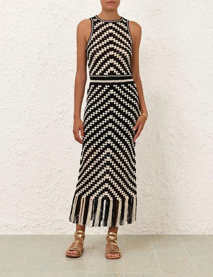 Women Skirts Zimmermann Halliday Hand Crochet Skirt Chevron
