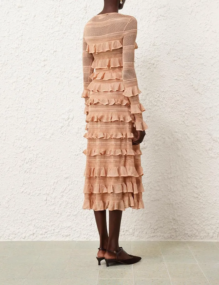 Women Skirts Zimmermann Illustration Frilled Skirt Champagne