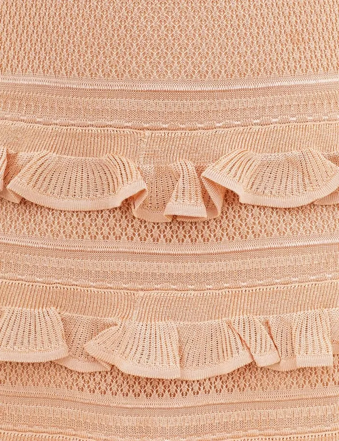 Women Skirts Zimmermann Illustration Frilled Skirt Champagne