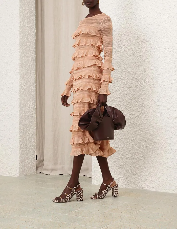 Women Skirts Zimmermann Illustration Frilled Skirt Champagne