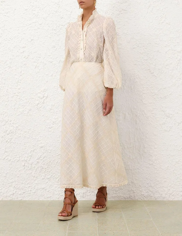 Women Skirts Zimmermann Tallow Lace Trim Bias Skirt Tea