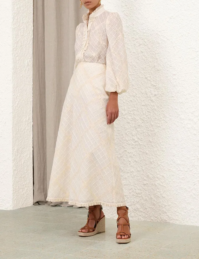 Women Skirts Zimmermann Tallow Lace Trim Bias Skirt Tea