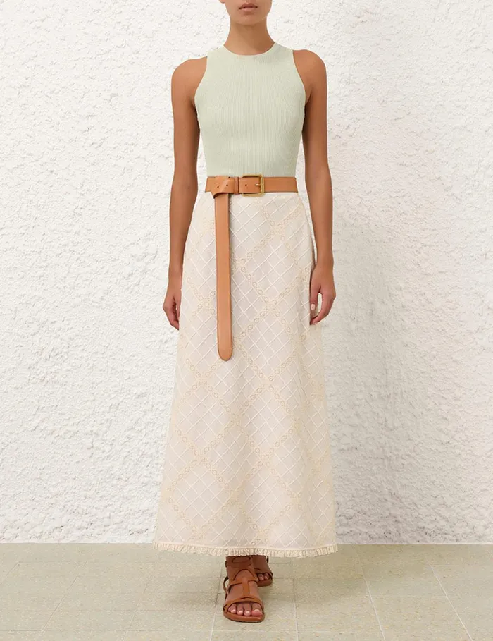 Women Skirts Zimmermann Tallow Lace Trim Bias Skirt Tea
