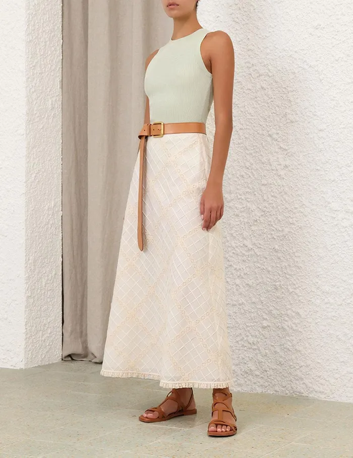 Women Skirts Zimmermann Tallow Lace Trim Bias Skirt Tea