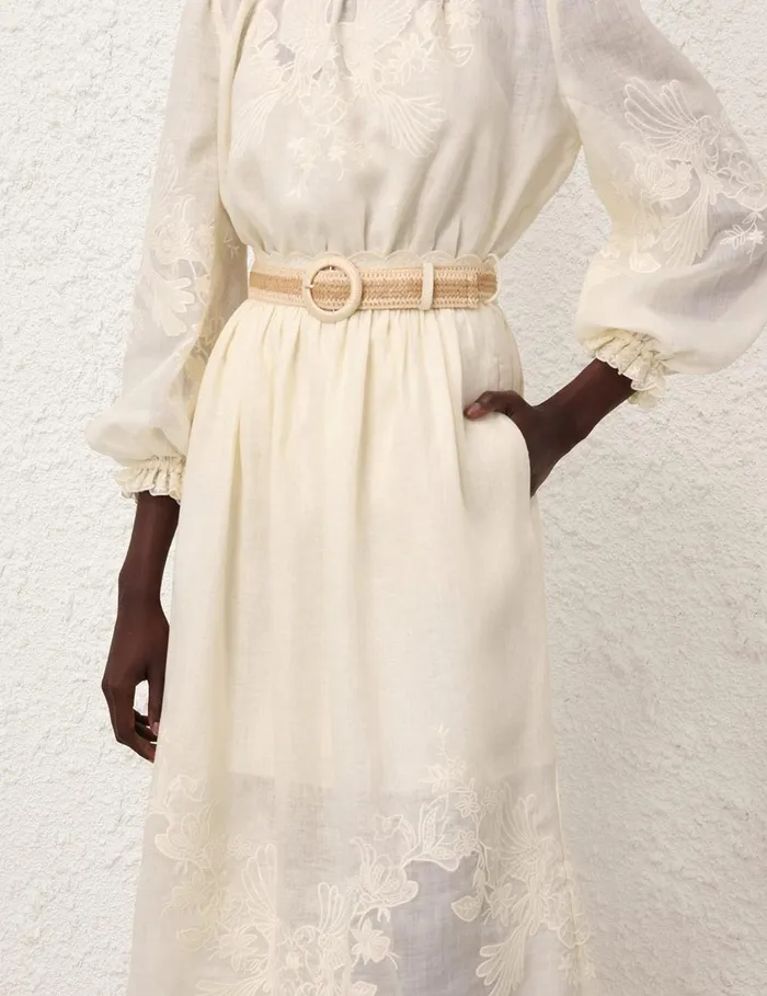 Women Skirts Zimmermann Waverly Embroidered Midi Skirt Tea